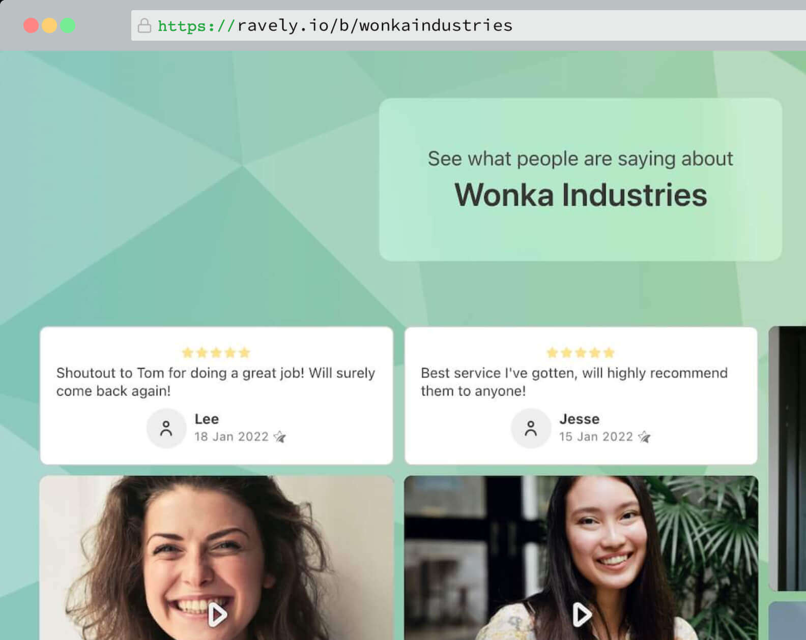 A browser window showing a wall of reviews